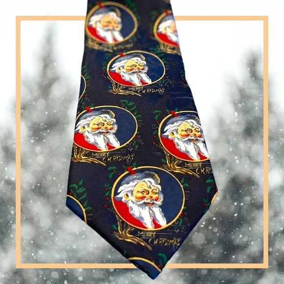 SANTA CLAUS Tie by Jingle Bells ~ MERRY CHRISTMAS Keith Daniels Design BLUE *NWT - Picture 2 of 7